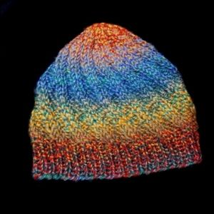Knit Beanie Hat, Small, Multi-colored (Hand Knit)